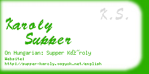 karoly supper business card